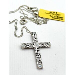 Brighton Baroness Cross crystal necklace  A RARE FINE  NWT  28"